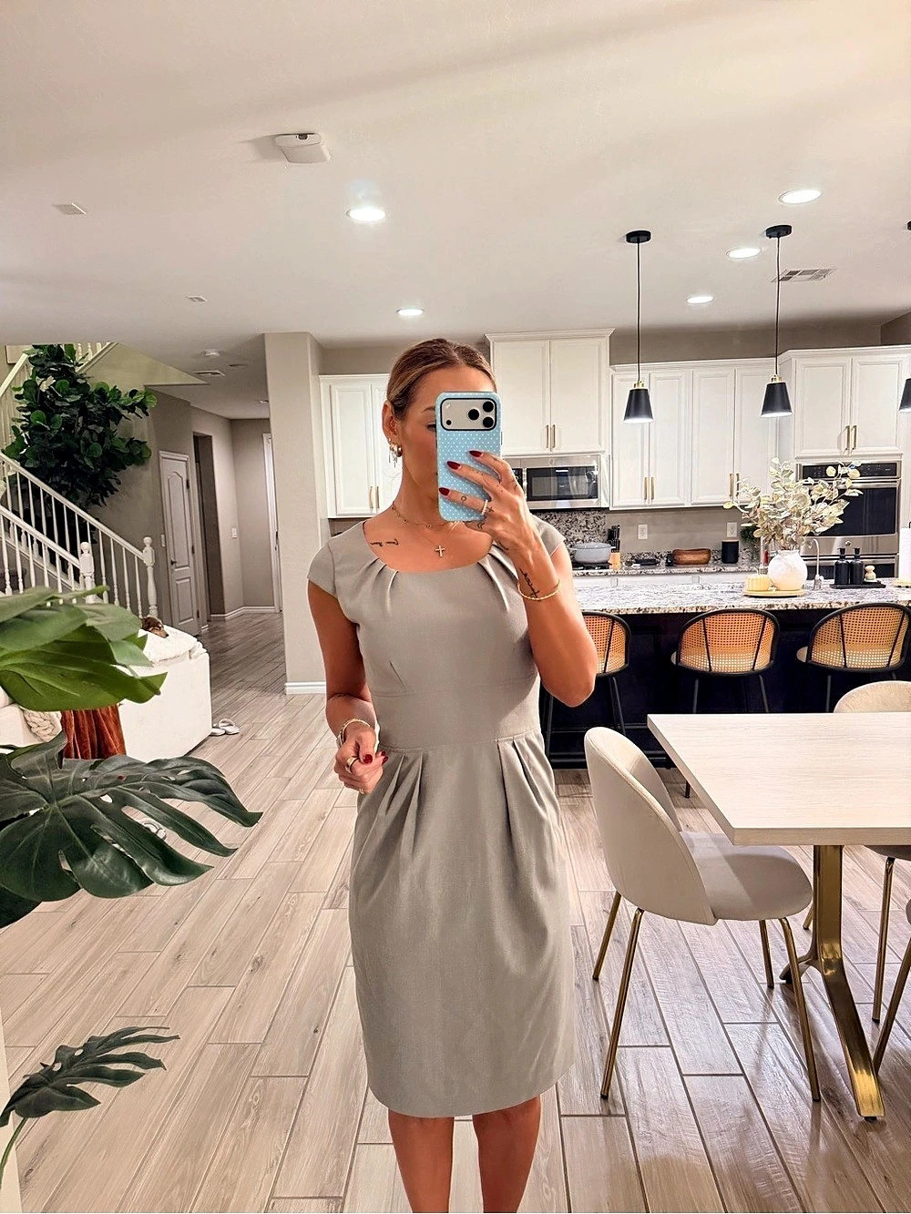 Calvin Klein Pleated Midi Dress in Gray Size 2 Like New